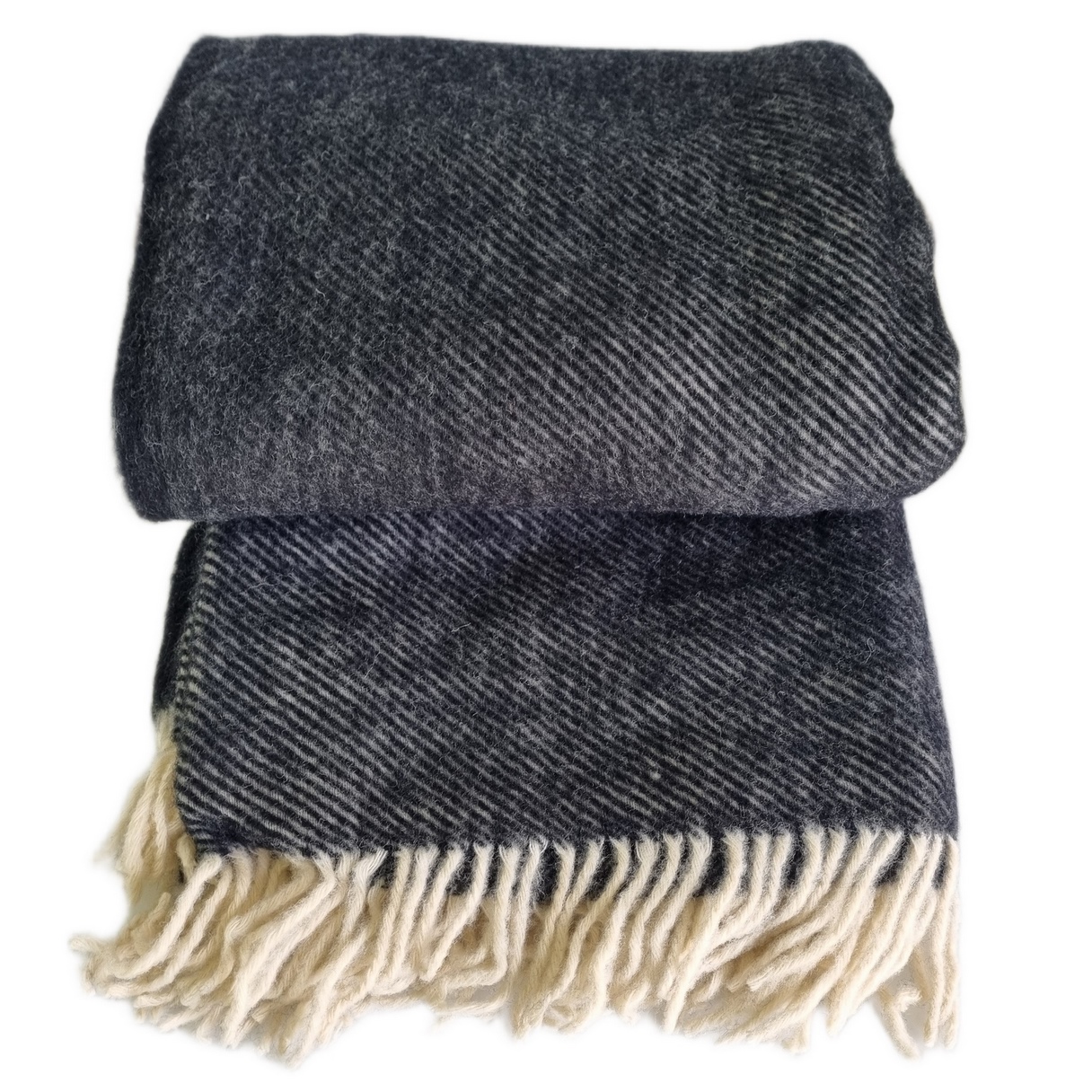 Deka z novozélandské vlny Magda 150x200 diagonální černá