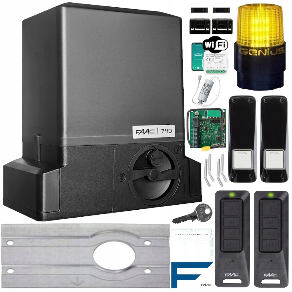 Faac 740 Delta 2 Zestaw do przesuwnej 500kg 2 Piloty XT4 Fds Guard Led WiFi