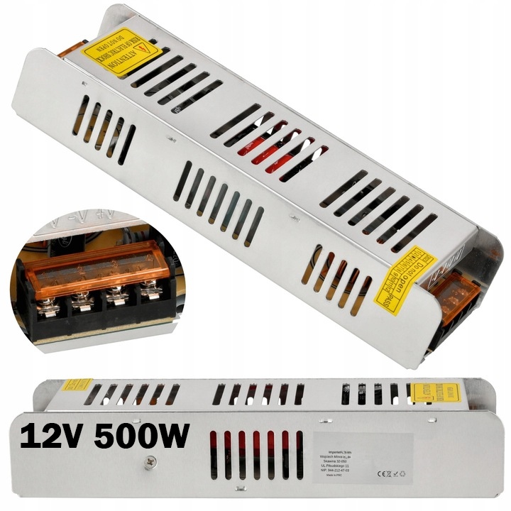 Montážní zdroj 12V 40A 500W pro Led modulární IP20 DC transformátor