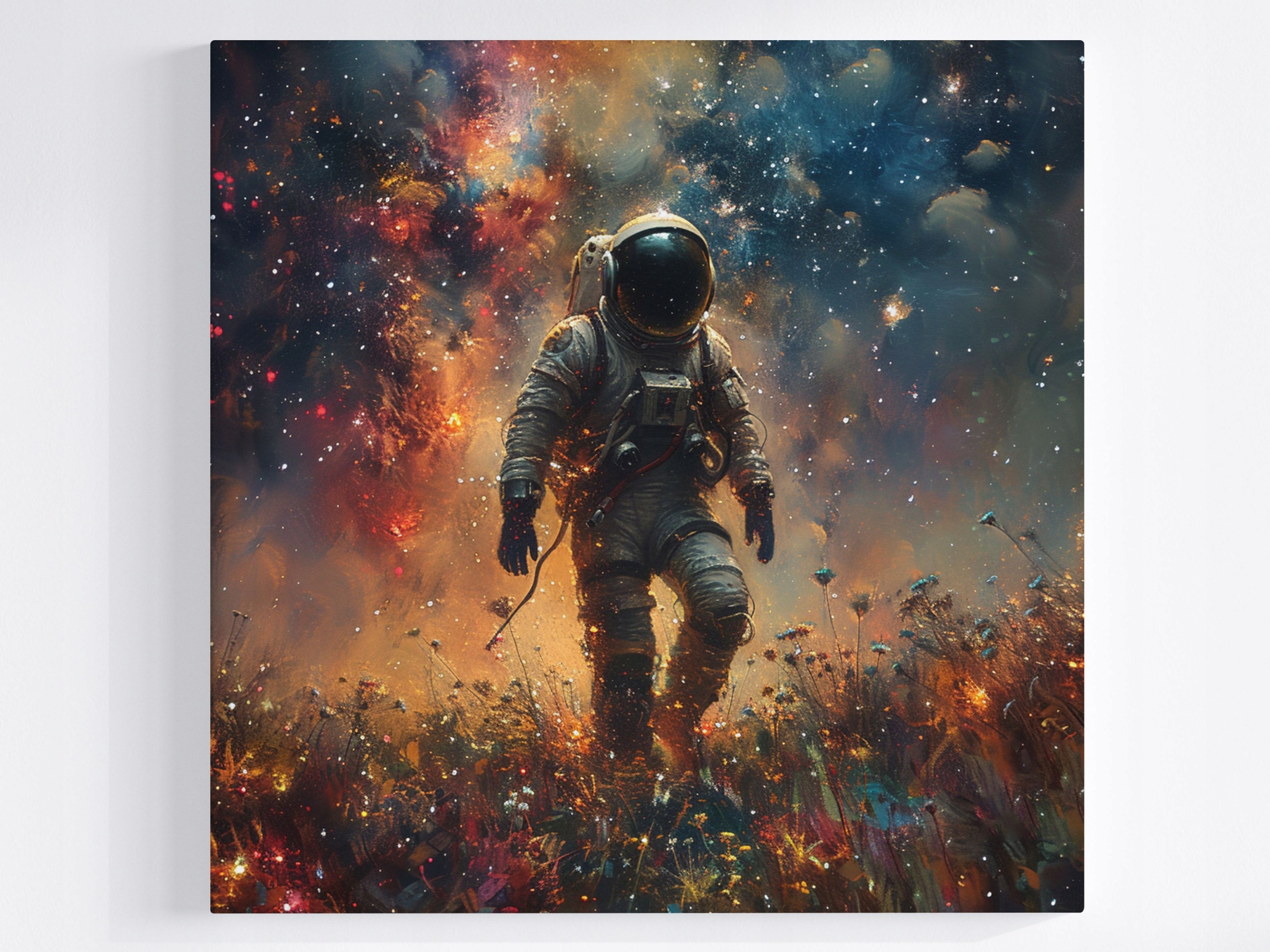Obraz Na Plátně Canvas Sci Fi Kosmos Hvězdy Nebe Louka Astronauta 80x80