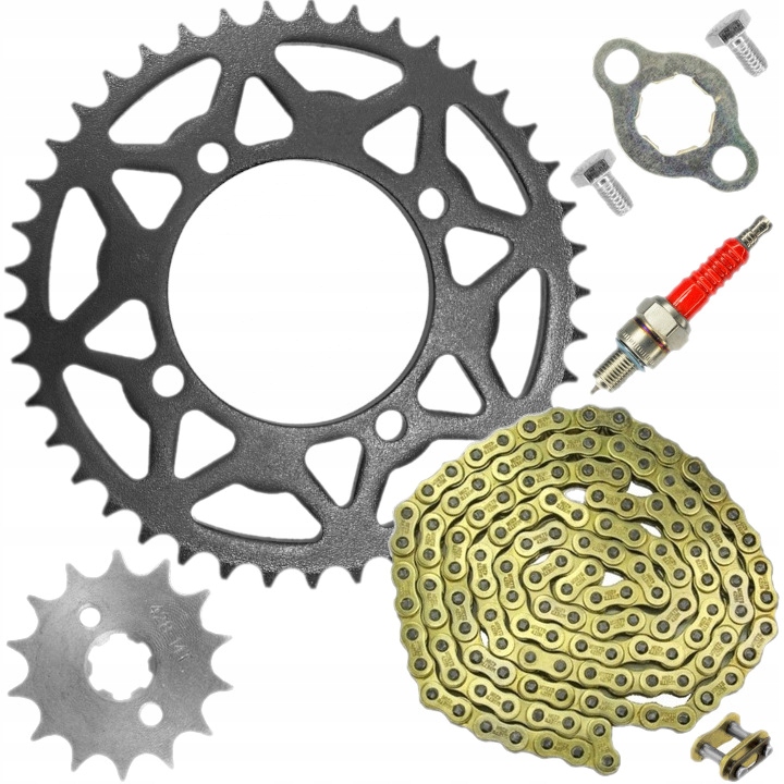 Napęd Łańcuch 428H Gold Zębatka Przód Tył Cross Pitbike Kxd Rxf 110 125 140