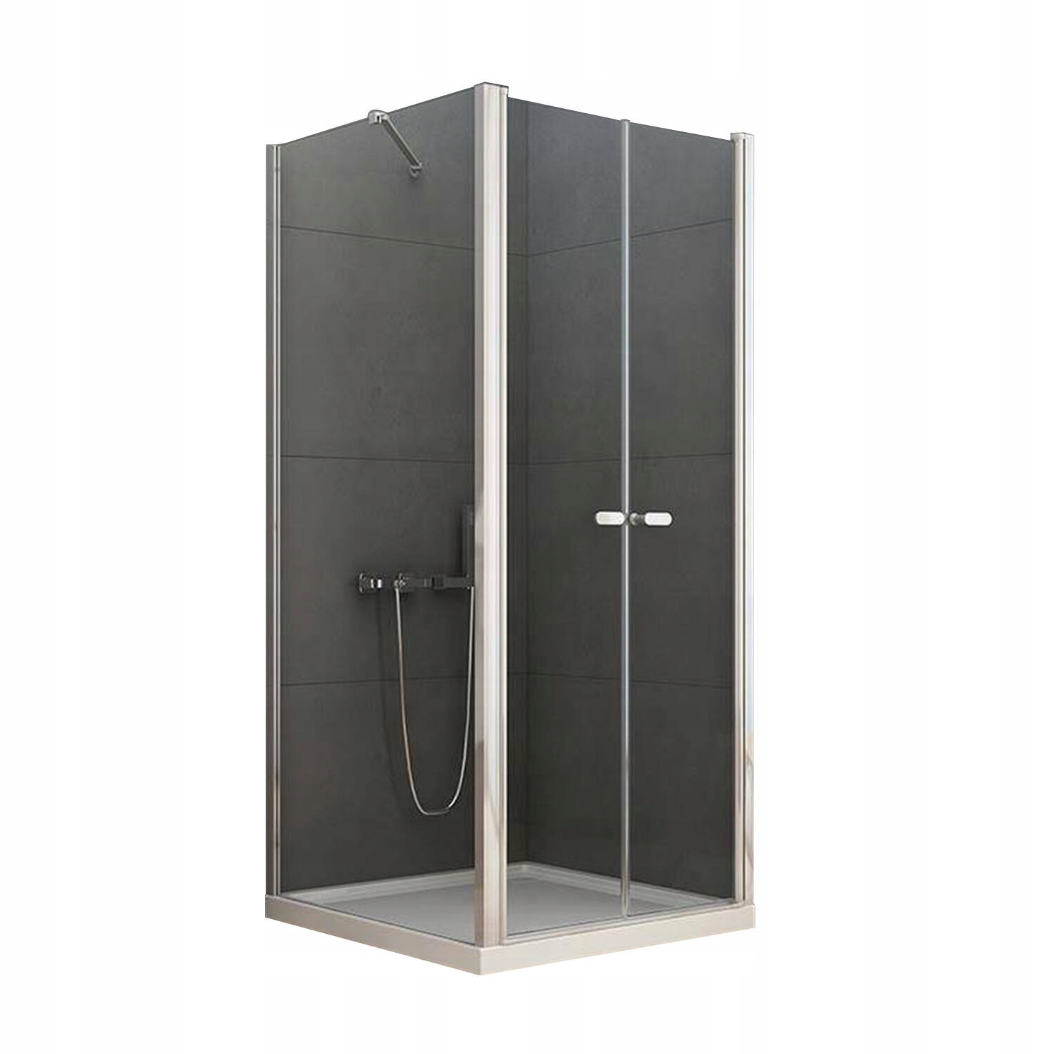 Kabina prysznicowa NEW SOLEO 2D kwadratowa 90x90x195 wahadłowe podwójne  szkło czyste 6mm Active Shield
