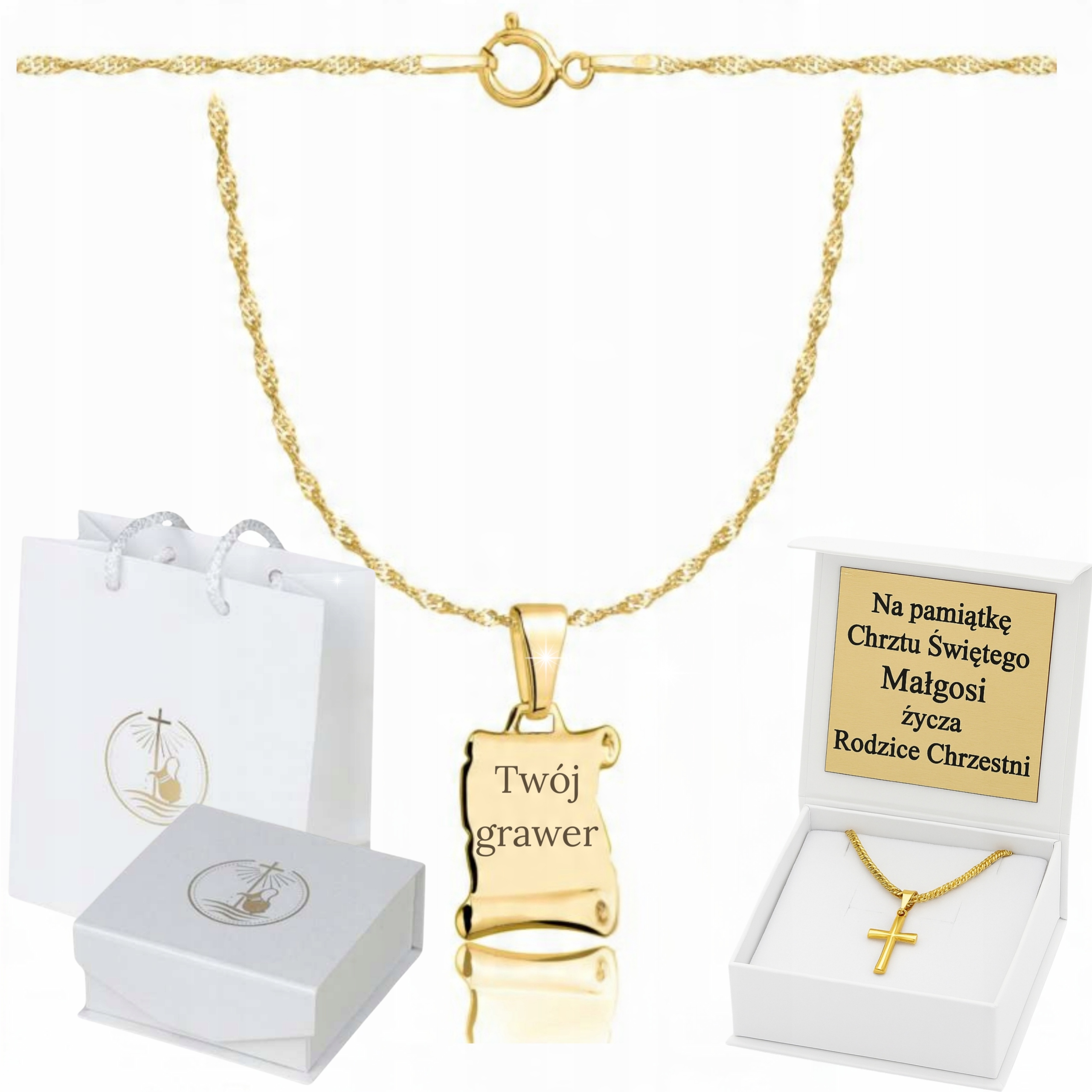 Zlatý Řetízek Na Křtiny S Přívěskem Pr 925 585 Gravírování Bonus Suvenýr