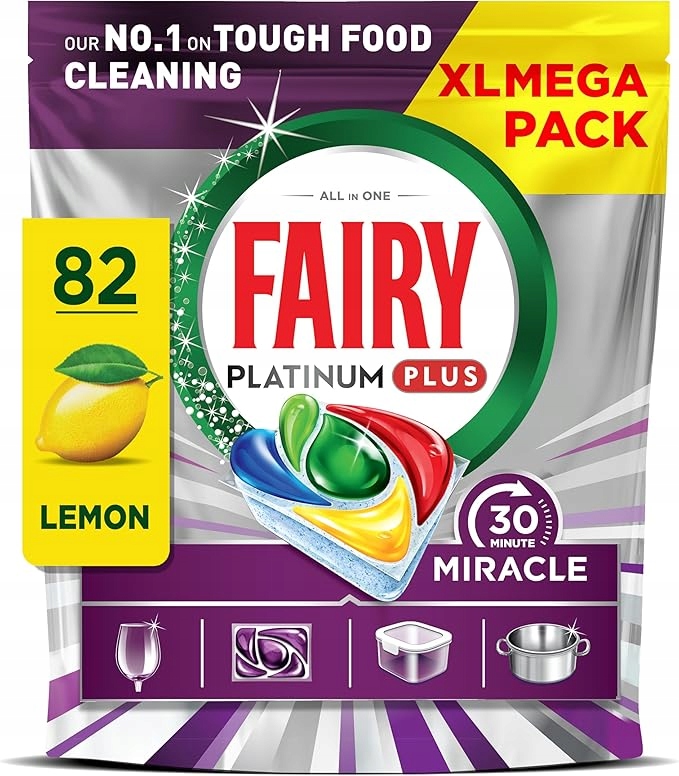Fairy Platinum Plus Miracle Lemon Kapsułki do Zmywarki 82 szt cytrynowe