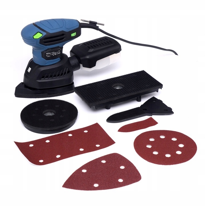 SZLIFIERKA OSCYLACYJNA MIMOŚRODOWA WIELOFUNKCYJNA DREWNA METALU PADY 4w1 Długość 22 cm