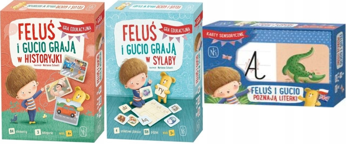 Feluś i Gucio poznają literki grają w sylaby w historyjki
