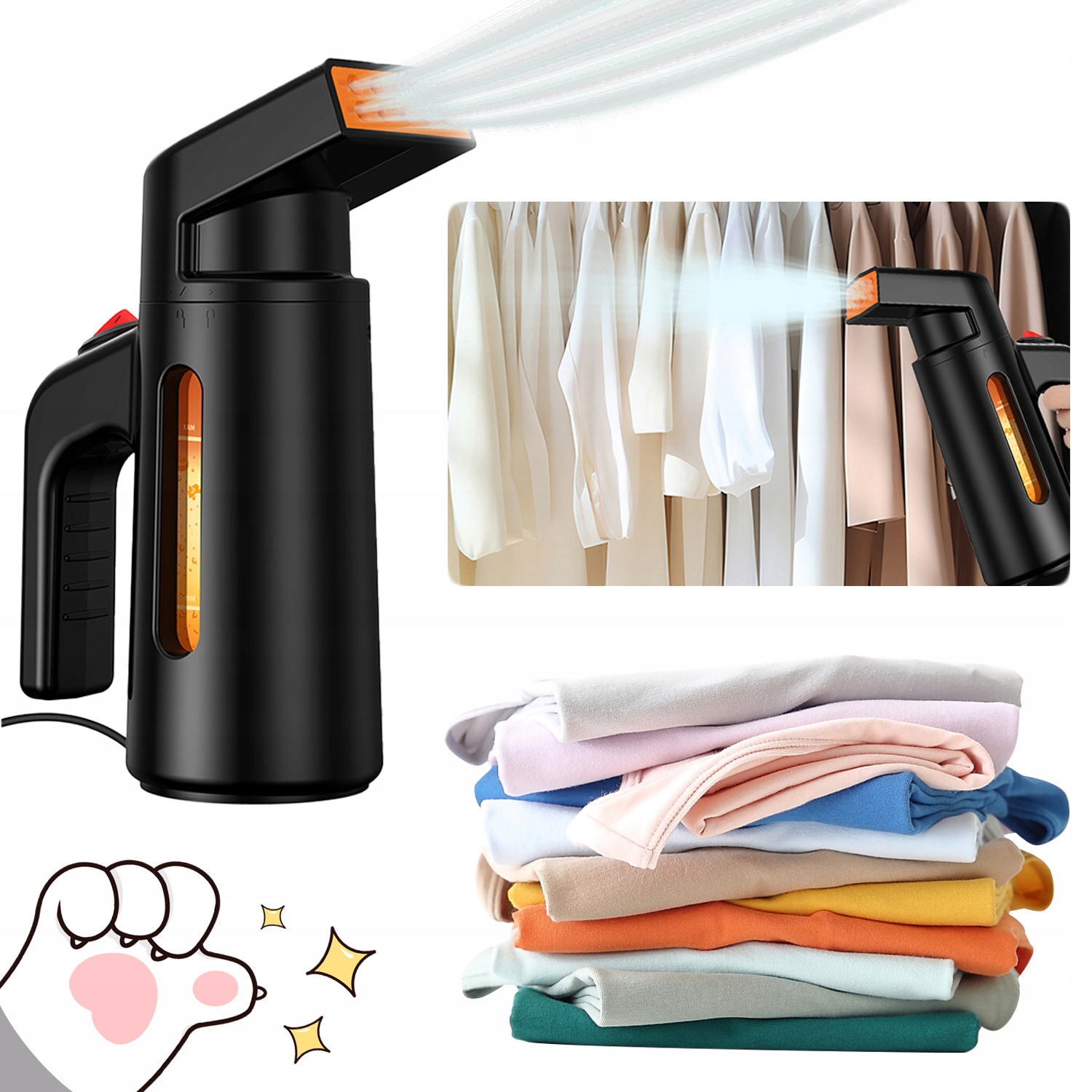 Steamer do ubrań ręczne żelazko parowe 700w 40s szybkie nagrzewanie 180ml