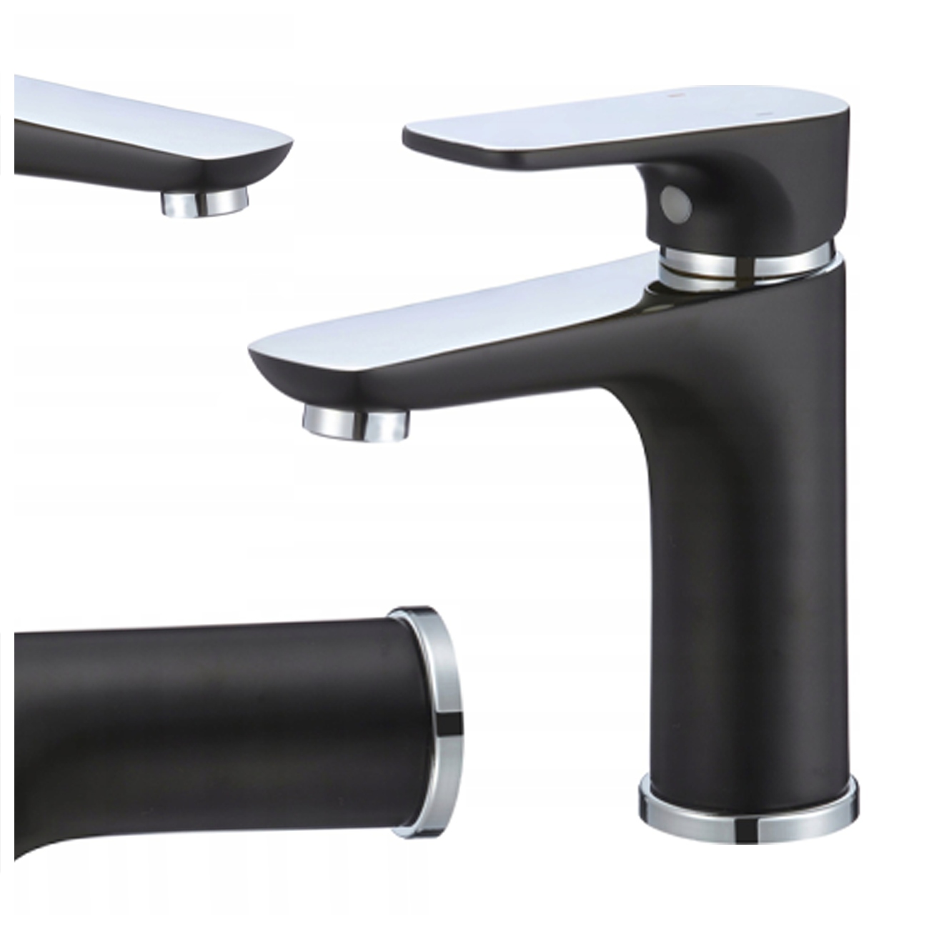 Jednopáková Kúpeľňová Umývadlová Batéria Senja Čierna, Chróm