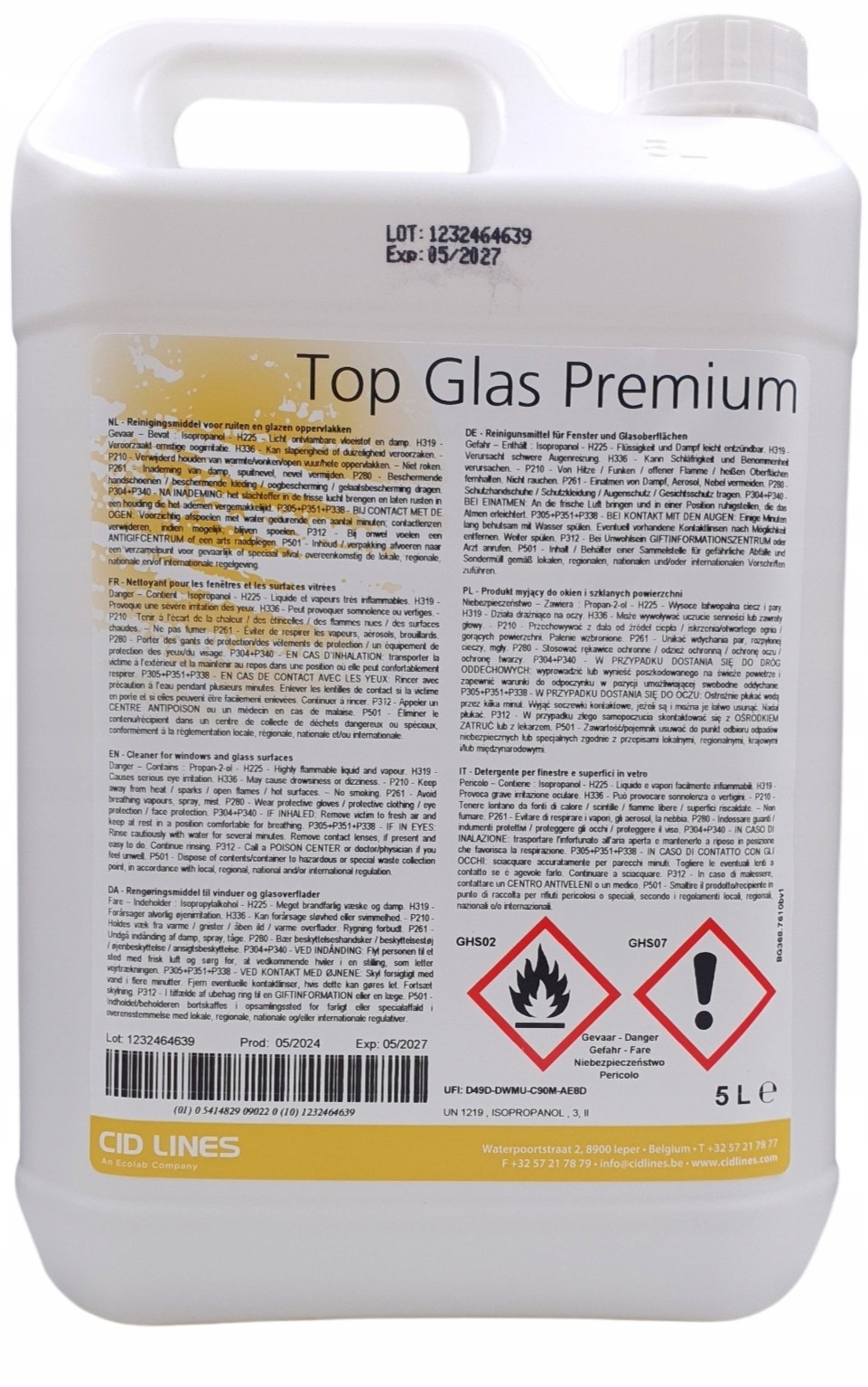 Profesjonalny płyn do mycia okien szyb luster Top Glas Premium 5L Kenotek C