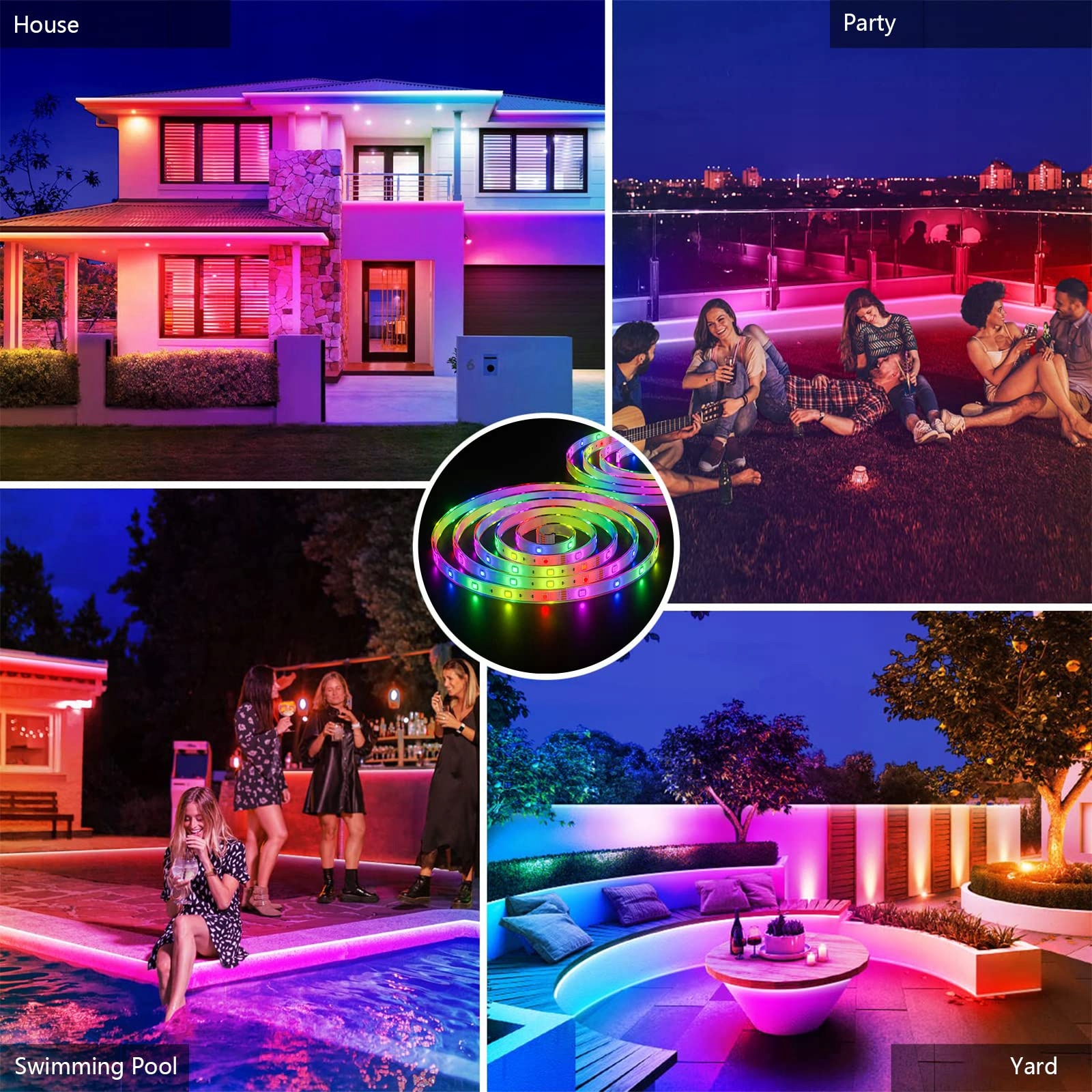 SOLAR LED Taśma 10m RGB IP67 Wodoodporna Oświetlenie Ogrodowe — miniatura 7