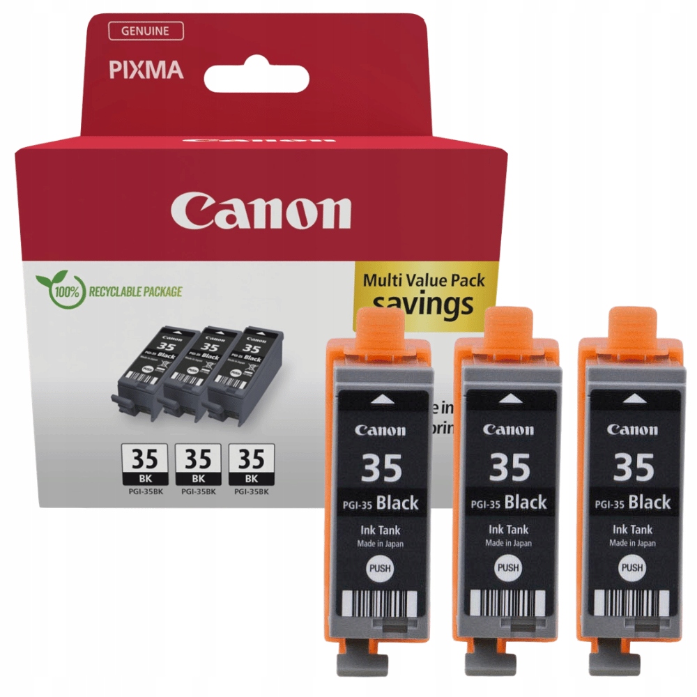 3-pak Nowy tusz PGI-35BK PGI35BK 1509B028 Canon Pixma IP100 IP100V