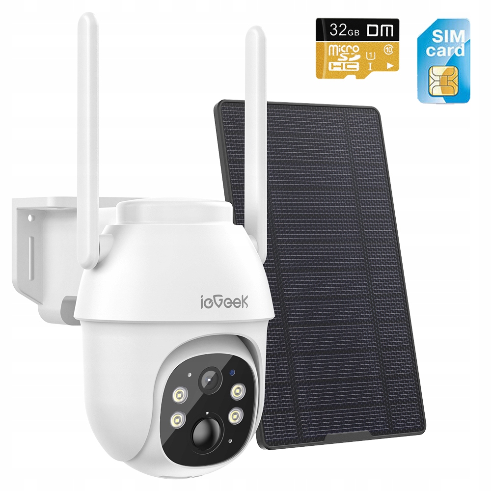Venkovní solární otočná kamera Gsm 3G 4G Lte Sim 2K 3MPx 32GB Karta