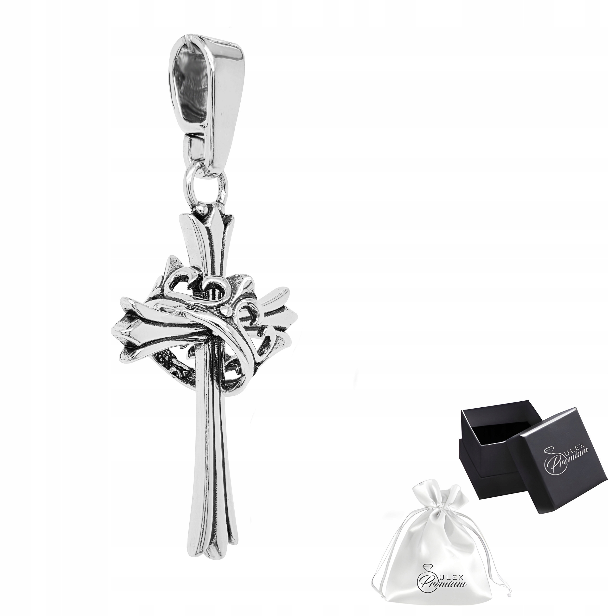 Kříž s korunou Symbol Kristova milosrdenství Stříbro 925 Přívěsek Křížek