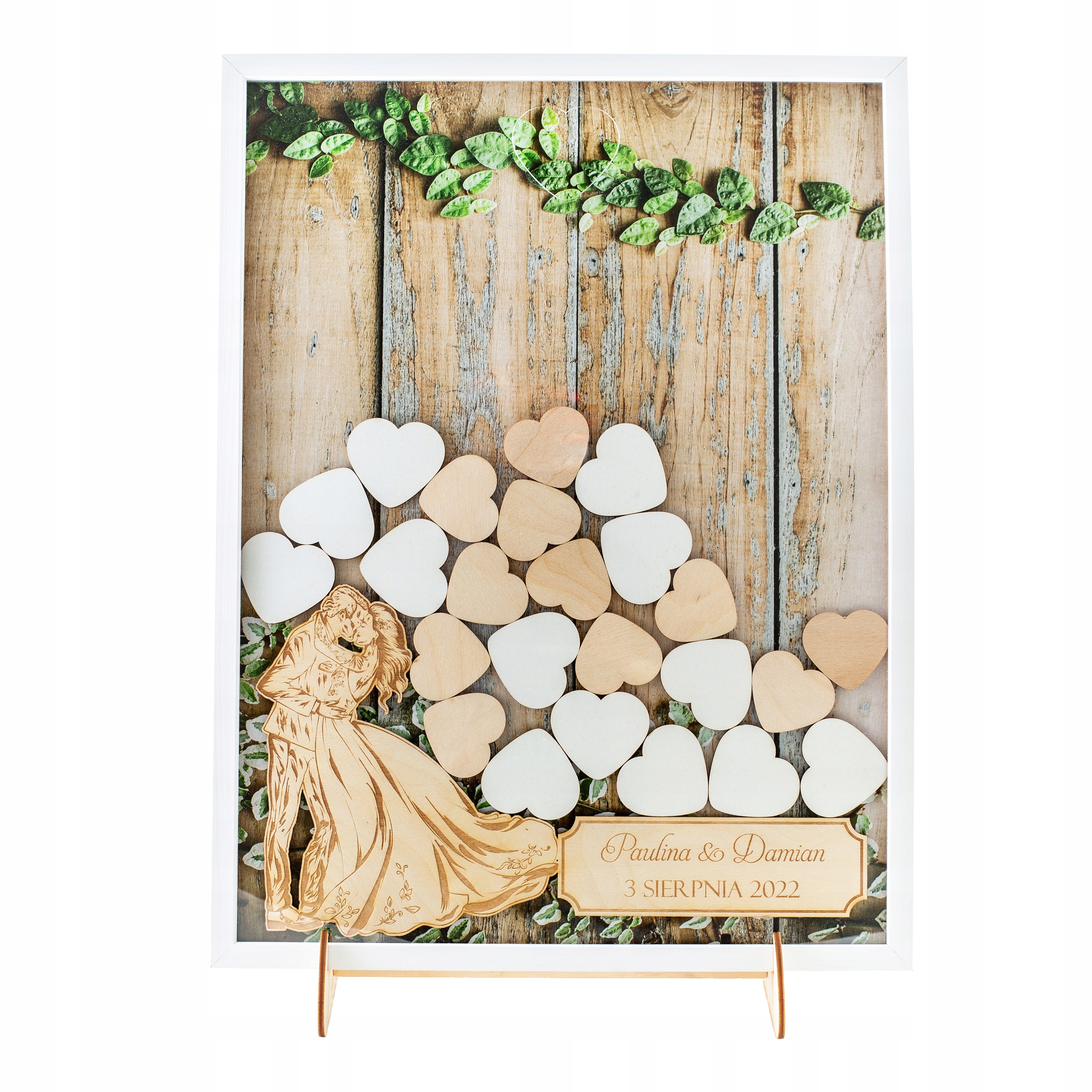 KSIĘGA GOŚCI WESELNYCH NA ŚLUB WESELE PERSONALIZOWANA DREWNIANA PAMIĄTKA Marka inny