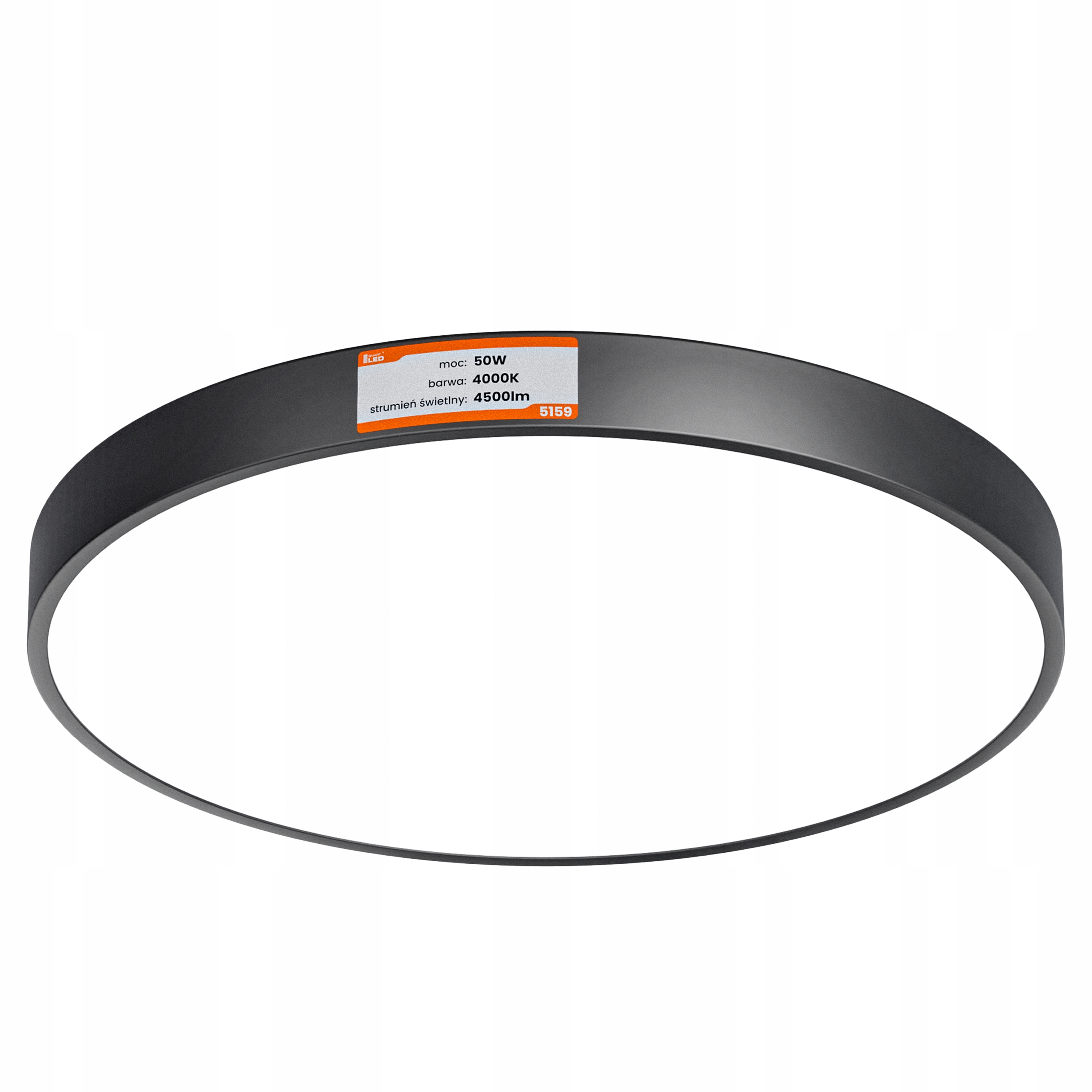 Plafon Led Sufitowy Lampa Sufitowa Panel Natynkowy Okrągły Czarny 50W 50cm