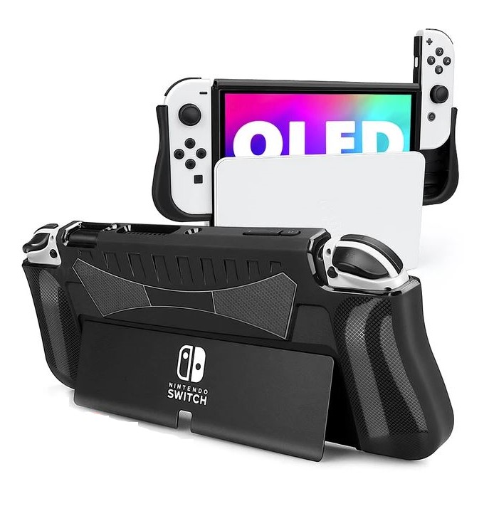 Etui Nakładka Case Guma Do Ns Switch Oled 7.0 Wchodzi Do Docku Karbon