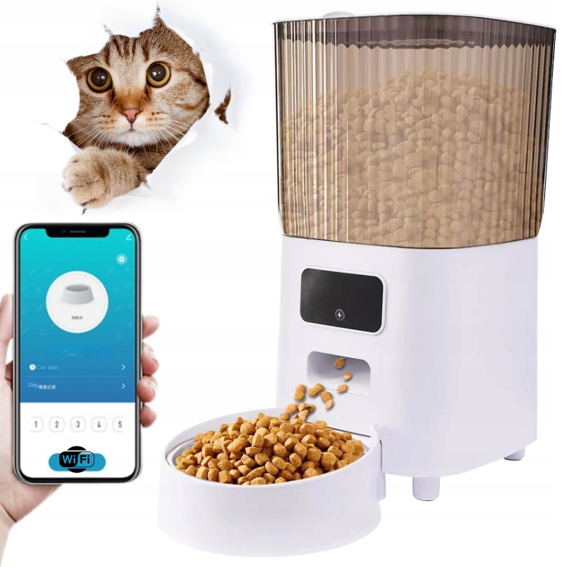 Levně Dvojitý Dávkovač Krmiva Dávkovač Pro Psa Kočku Automatický Krmítko S Wi-fi