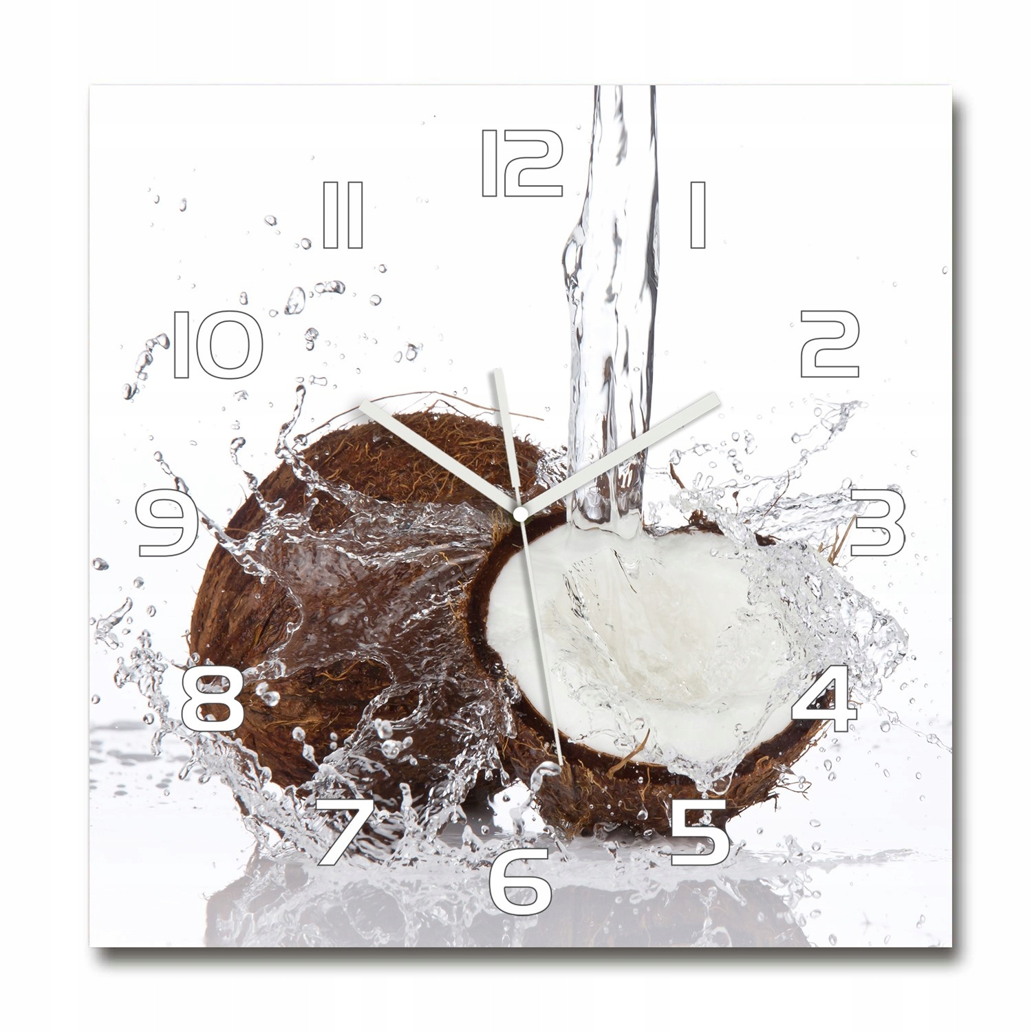 

Szklany zegar, cichy płynący mechanizm Kokos 60x60