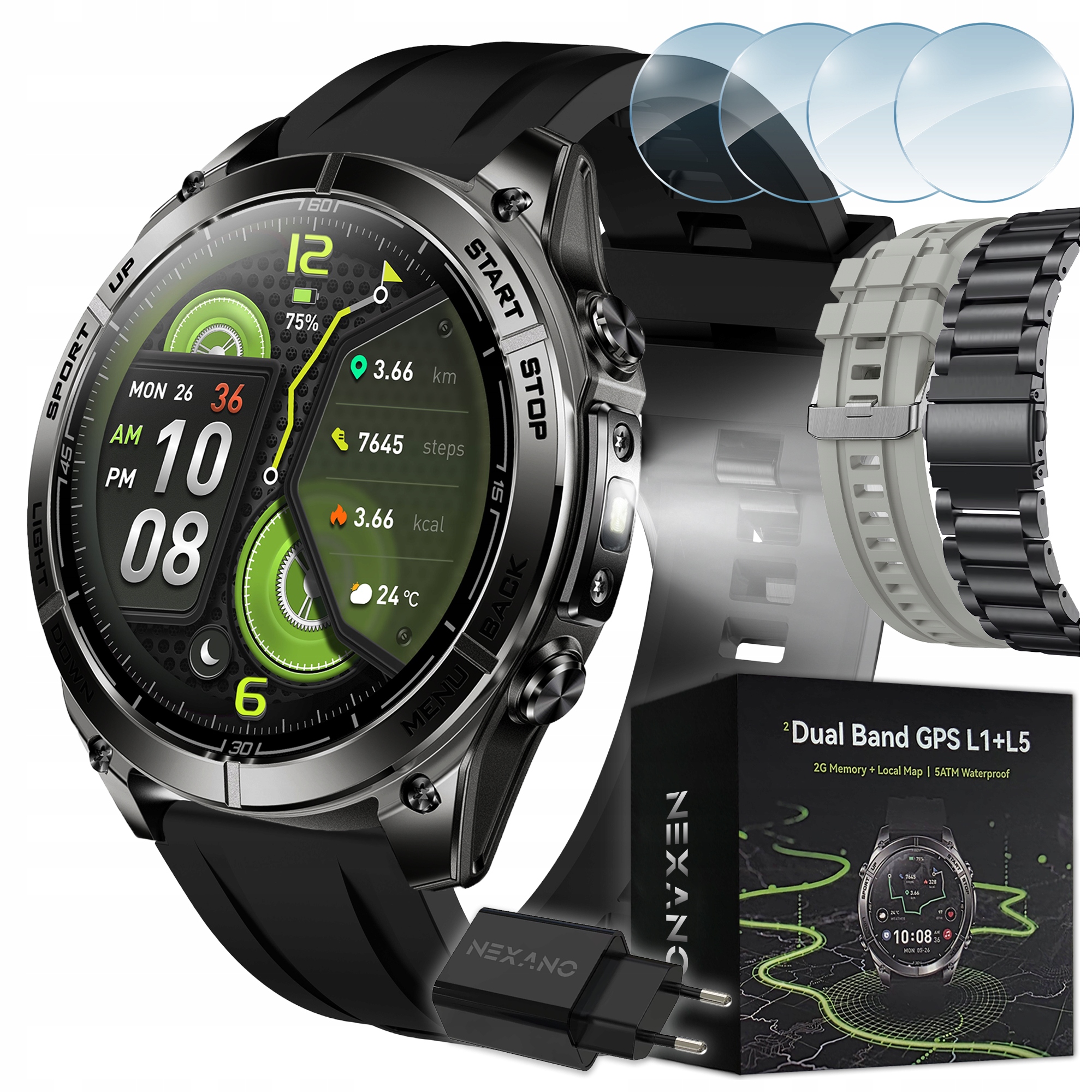 Smartwatch Pánske Dual Gps Mapy Vodotesné Hodinky 5ATM Asistent Ai Amoled
