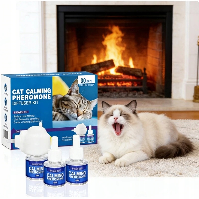Eu Calming Zklidňující feromony – Difuzér pro kočky 3 x 48 ml náplň