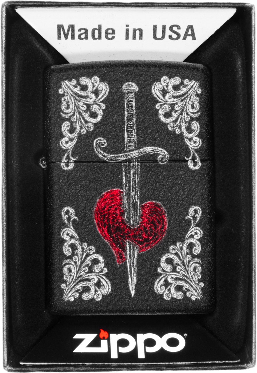 Zapalovač Zippo Heart Dagger Tatto 48617 Větruodolný benzínový