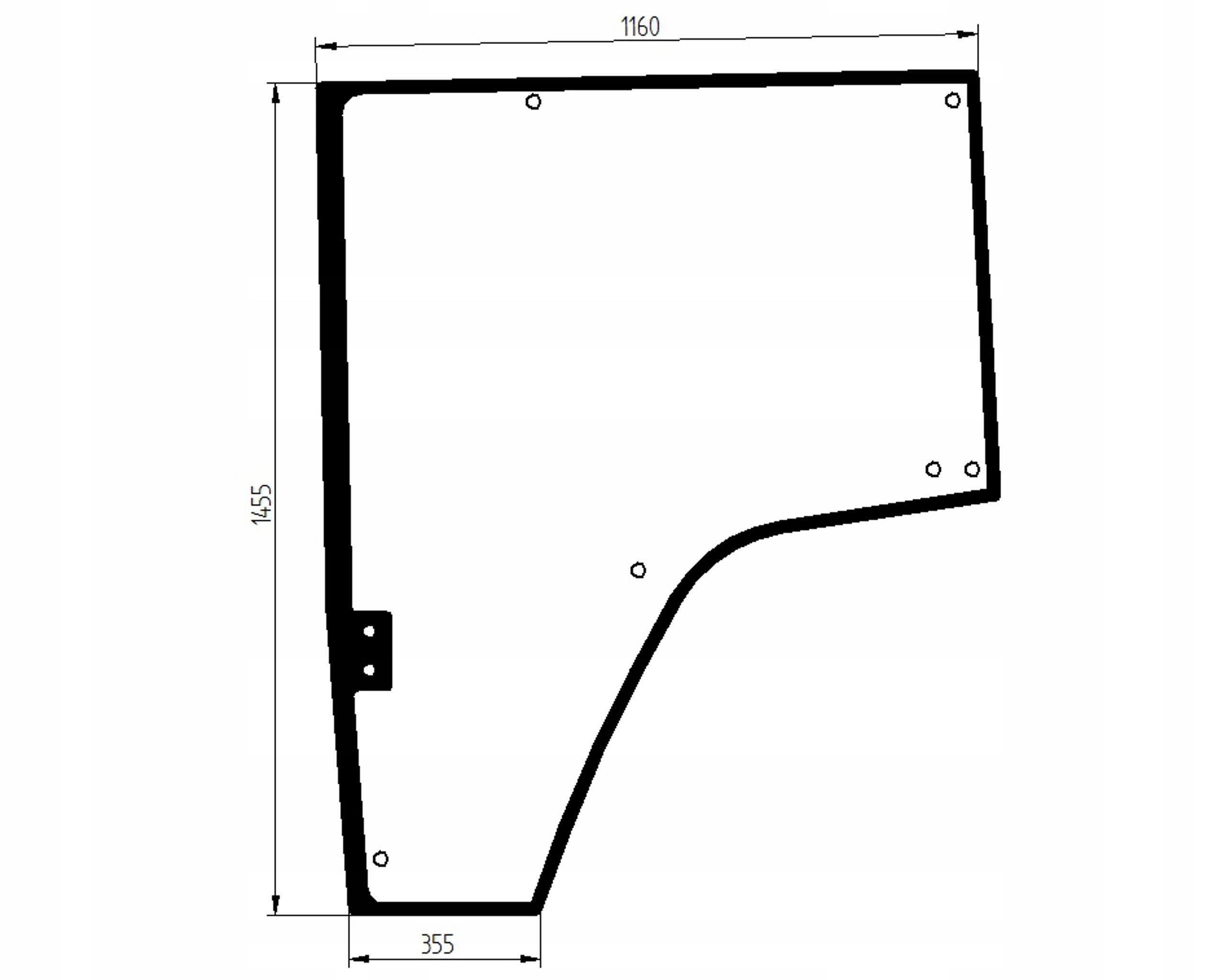 sklo John Deere 8010 8020 dveře levé R107274