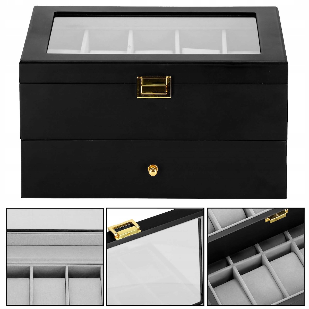 SZKATUŁKA ORGANIZER ETUI NA ZEGAREK KUFEREK KASETKA ZEGARKI 20szt BIŻUTERIĘ Liczba miejsc na zegarki 20