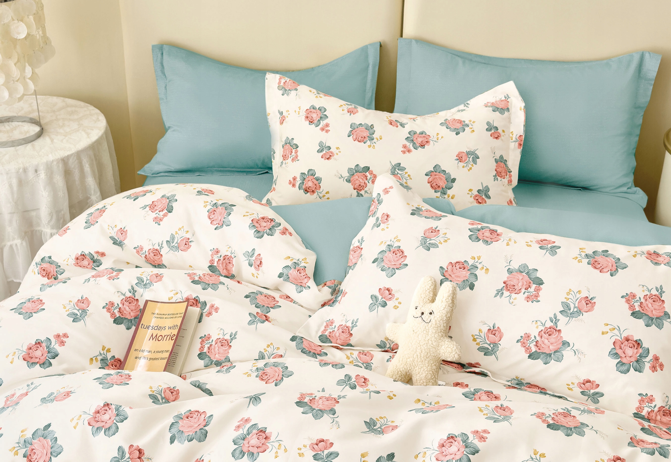 Ložní souprava Cream With Romantic Roses 220x200, 100% bavlna, 3dílná, silný zip