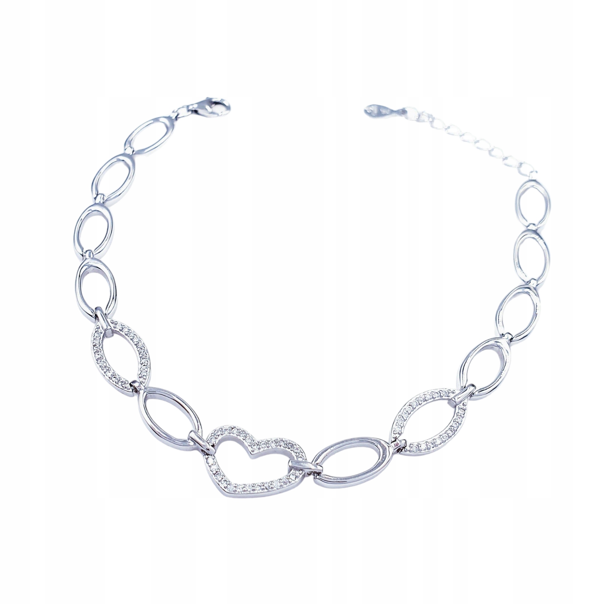 SREBRNA BRANSOLETKA SREBRO 925 - OWAL - SERCE