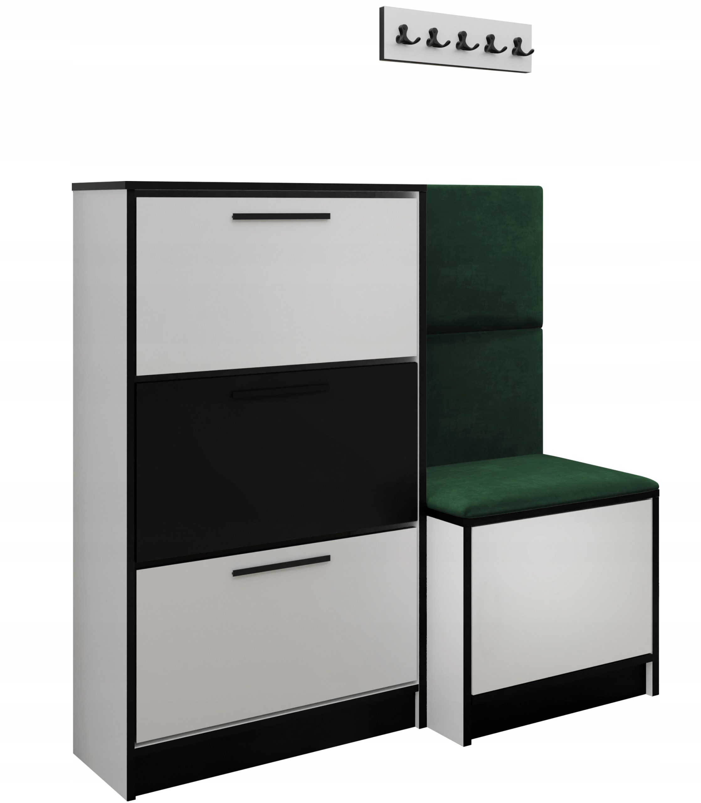 Sada Kubi botník a sedák bílá zelená tkanina