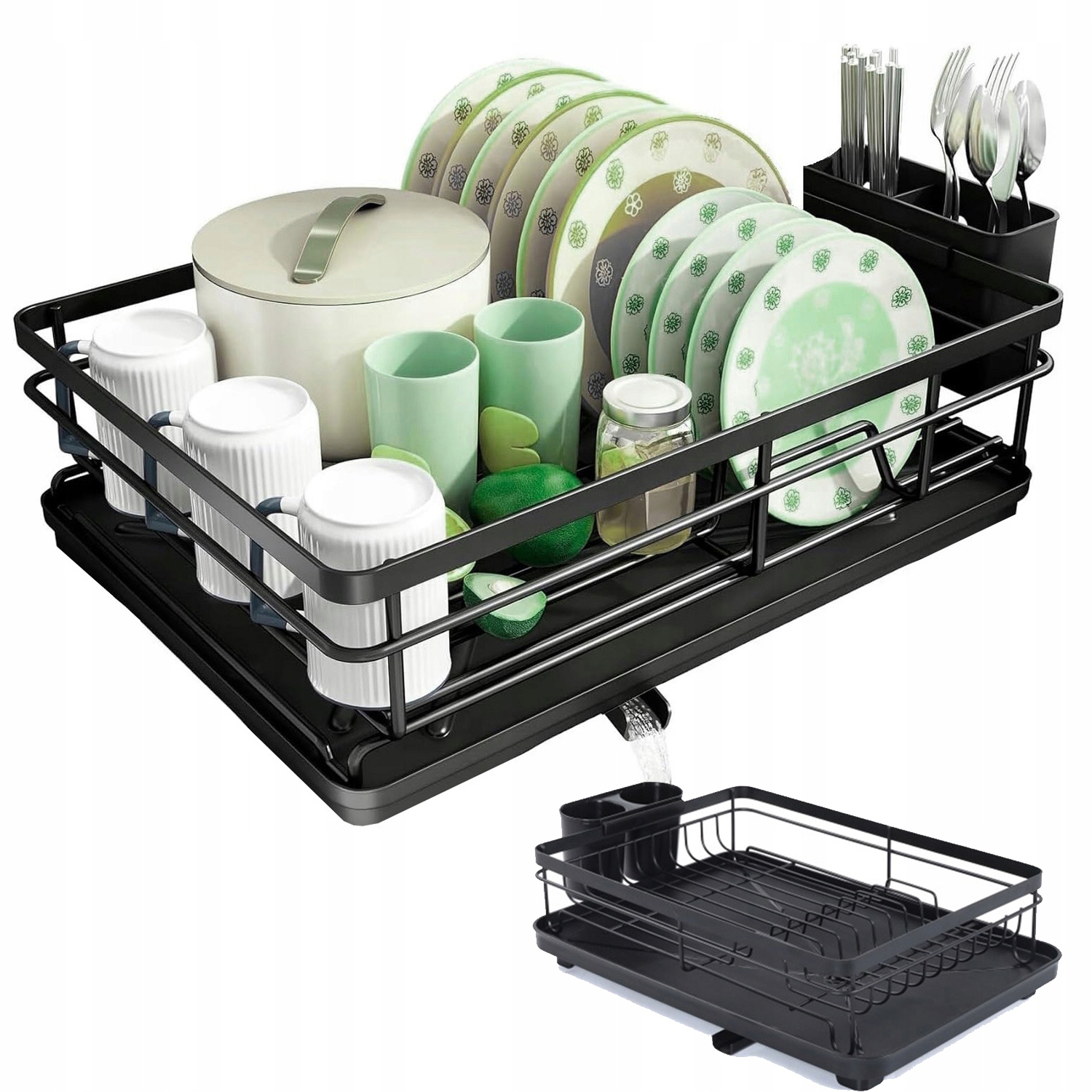 Levně Odkapávač Na Nádobí Nerezový S Tácem Prostorný Na Kuchyňskou Linku