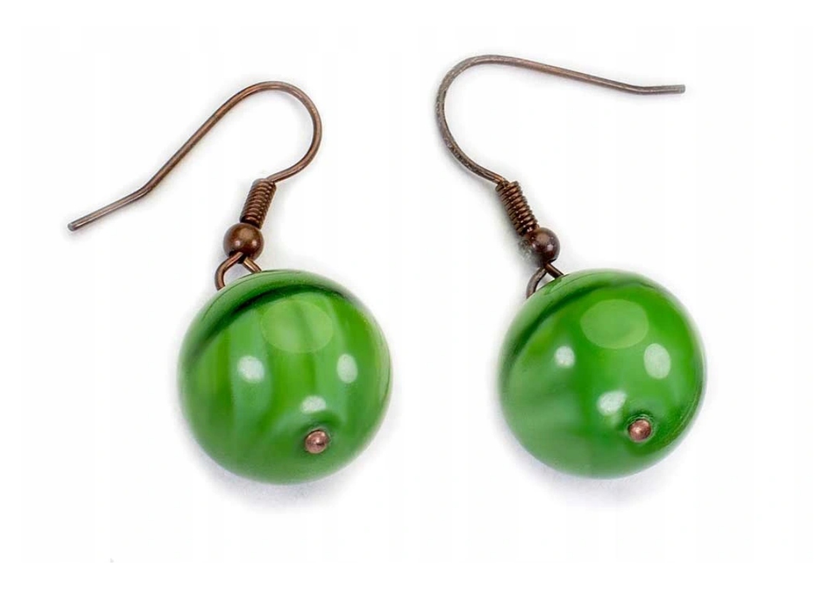 

kolczyki zielone kuleczki duże Kulki perły Perełki