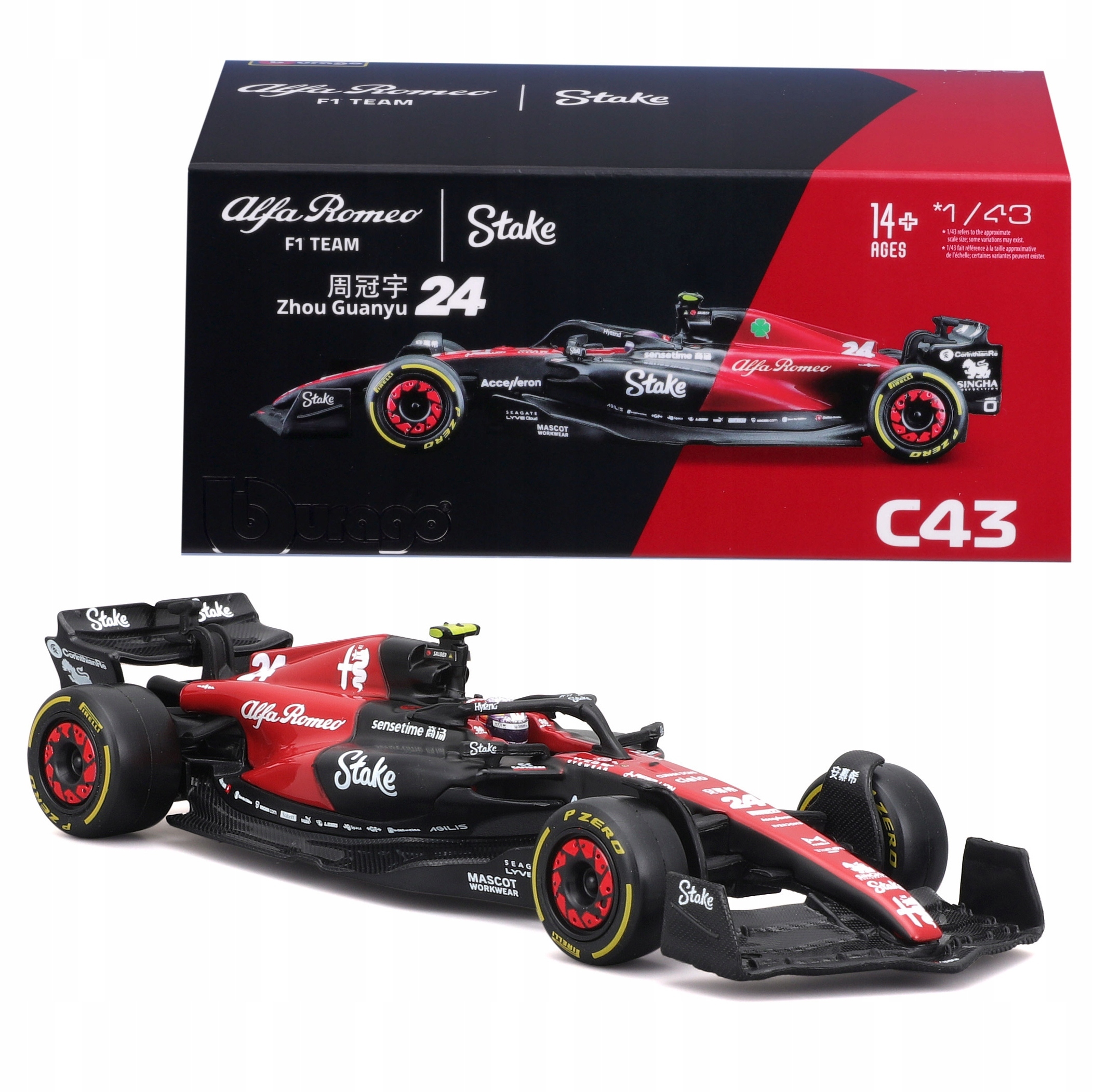 Bolid F1 Alfa Romeo Team Stake C43 2023 Zhou Guanyu 1:43 Bburago 18-38086