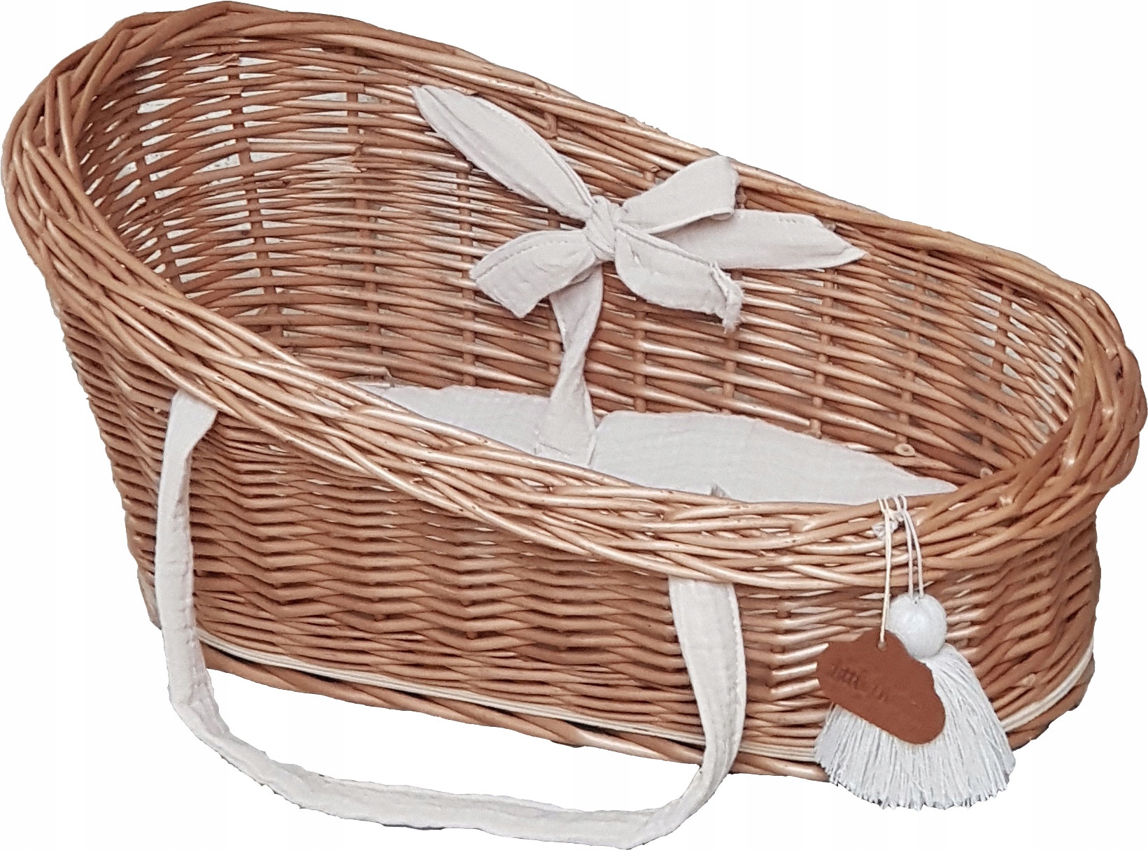 NOSIDEŁKO WIKLINOWE ŁÓŻECZKO DLA LALEK NATURAL