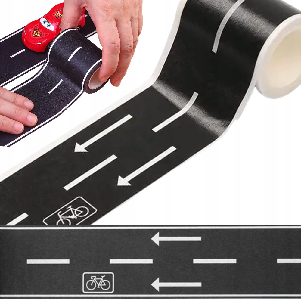 TAŚMA DROGA DLA DZIECI SAMOPRZYLEPNA ULICA TORY DLA RESORAKA PRZYKLEJANA Materiał drewno