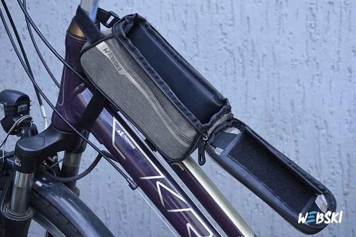 PREZENT dla ROWERZYSTY - SAKWA na RAMĘ BAGAŻNIK TORBA SZARA GRATIS ŚWIATŁO Waga 120 g