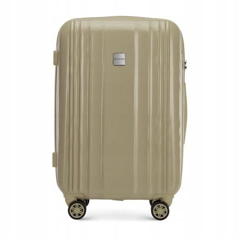 Wittchen średnia walizka z polikarbonu tłoczona plaster miodu szarobeżowa