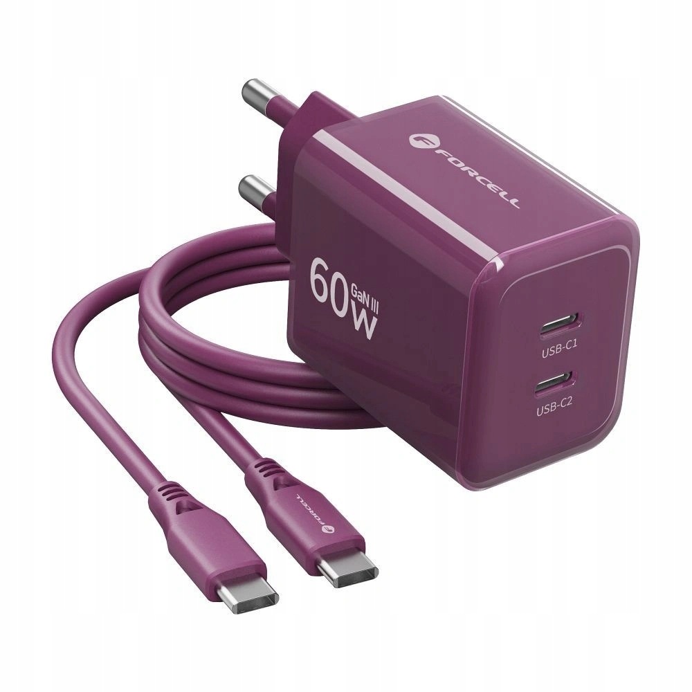 Síťová nabíječka Forcell pro telefon 60W Usb-c GaN pro notebook, výkonná Pd Sfc
