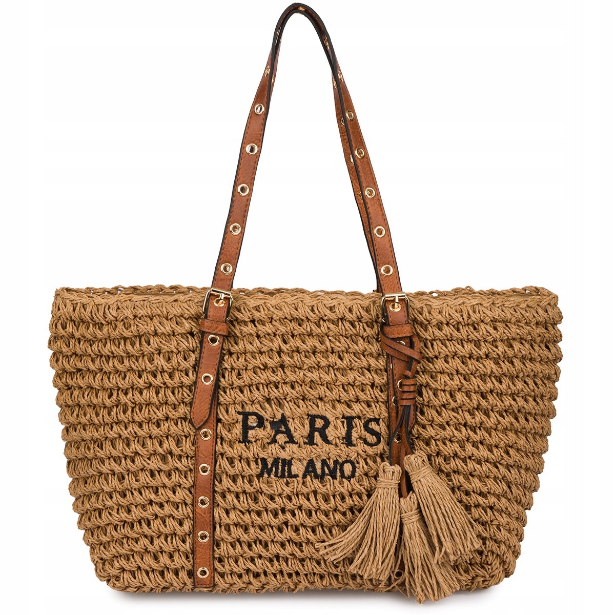 Dámská taška na léto boho velký slaměný košík hnědá velká módní