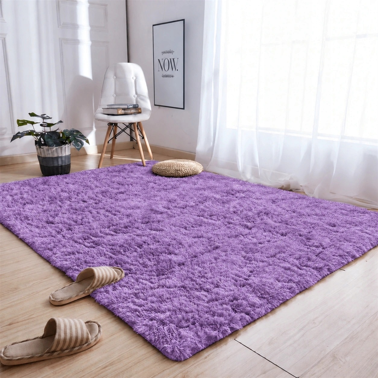 Koberec 120 x 170 cm, fialový – měkký, nadýchaný do obývacího pokoje i ložnice