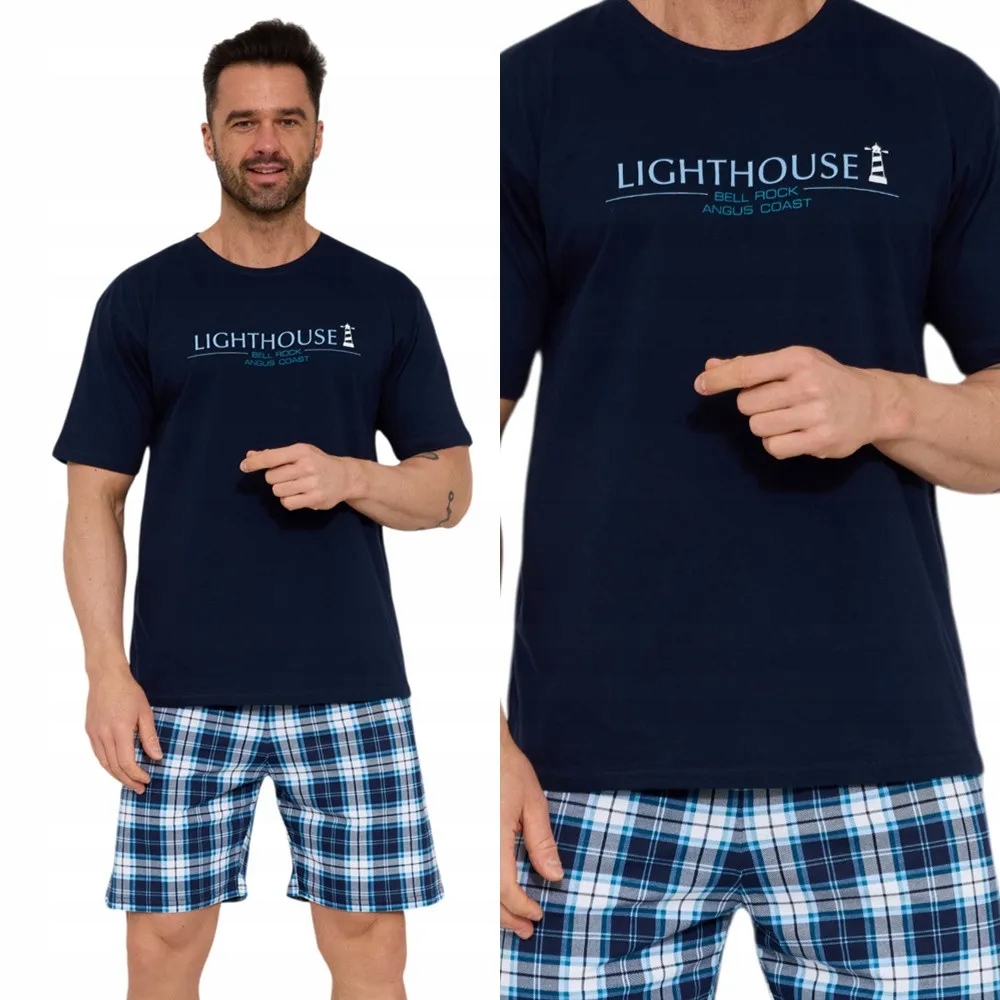 Pánské Pyžamo Cornette 326 Light house 3XL 54 Tmavě modrá