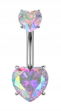 Kolczyk do pępka Tęczowe Serca 10mm P44