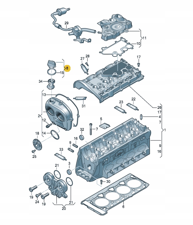 ORYG KOREK WLEWU OLEJU Z USZCZELKĄ 06K103485D AUDI VW SEAT SKODA Producent części Volkswagen OE