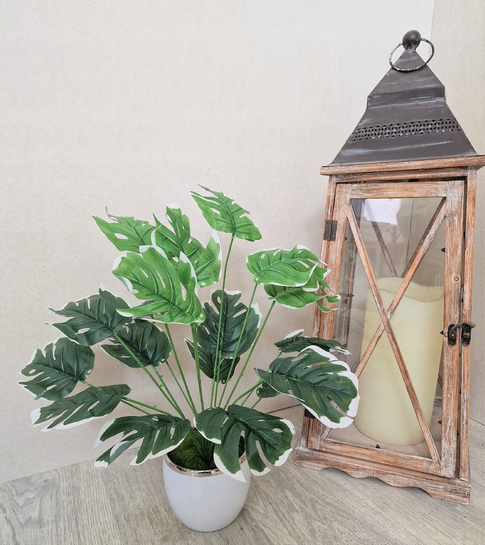 SZTUCZNE KWIATY LIŚCIE MONSTERY MONSTERA BUKIET Wysokość maksymalna 55 cm
