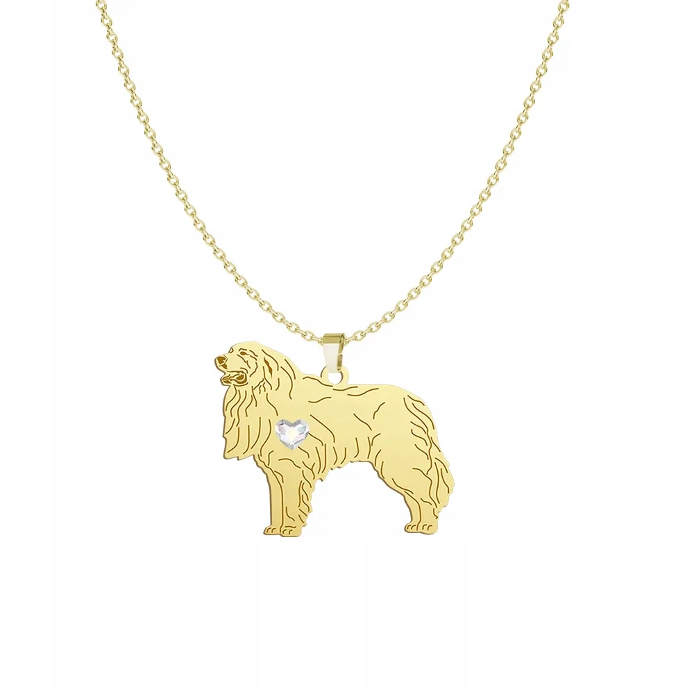 Zlatý náhrdelník s perenským psem Horský pes 925 Řetízek Gravírování Bonus