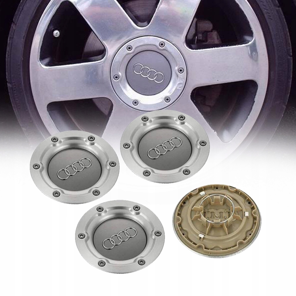 4X кришки кришки кришки для дисків 147MM AUDI срібло
