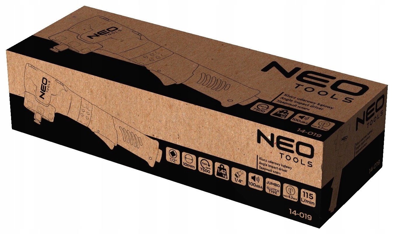 NEO TOOLS KLUCZ UDAROWY KĄTOWY, 1/2, 500 NM Prędkość obrotowa 7500 obr./min
