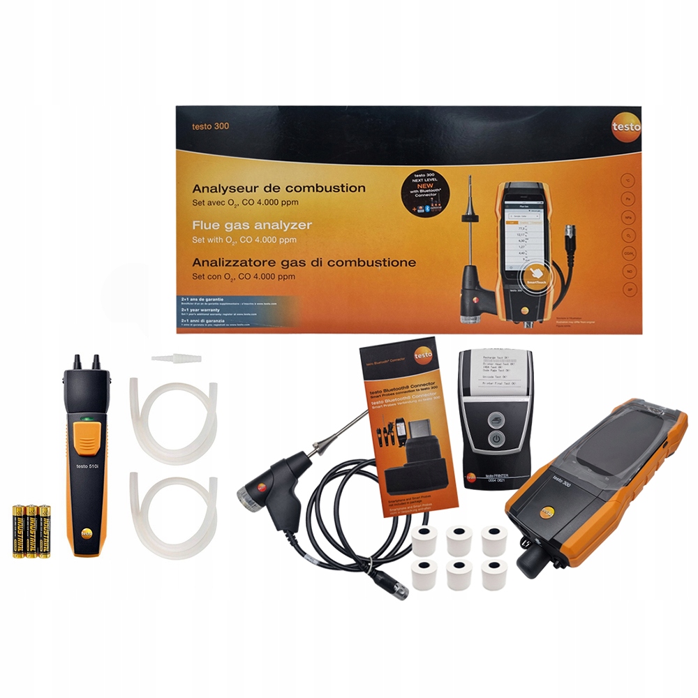 Analyzátor spalín Testo 300 S tlačiarňou Co O2 Merač Testo 510i