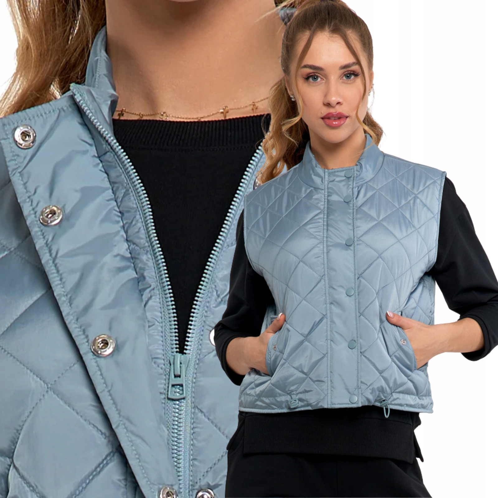 Dámská prošívaná vesta Jaro Podzim na zip Vesta Moraj L