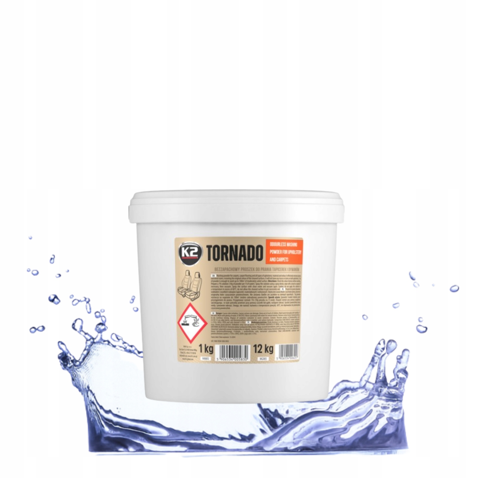 Levně Voňavý prášek na praní čalounění auta K2 Tornado Plus 12 kg